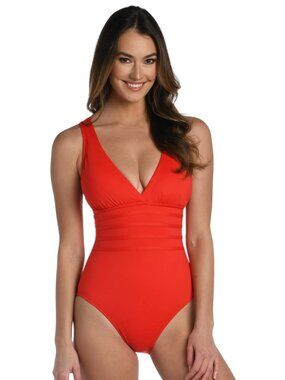 La Blanca Island Goddess Cross Back Mio One Piece Swimsuit NEW size 14